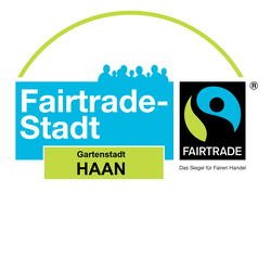 Dieses Bild enthält das Logo zur "Fairtrade-Stadt Gartenstadt HAAN".
