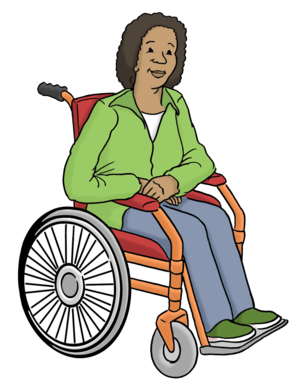 Leichte Sprache Frau im Rollstuhl