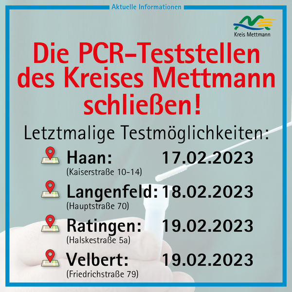 PCR-Teststellen schließen